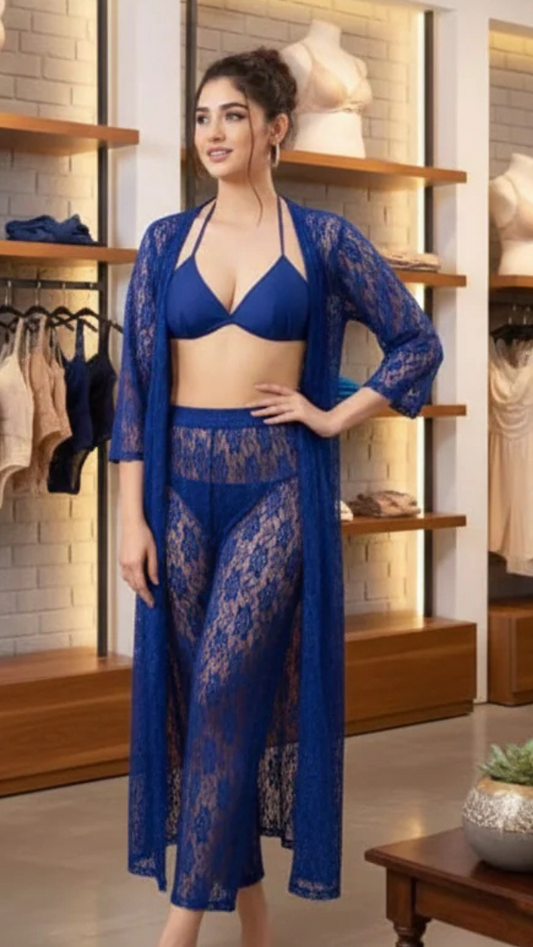 Floral Elegance 4-Piece Nightwear + Seamless BodyShaper Set