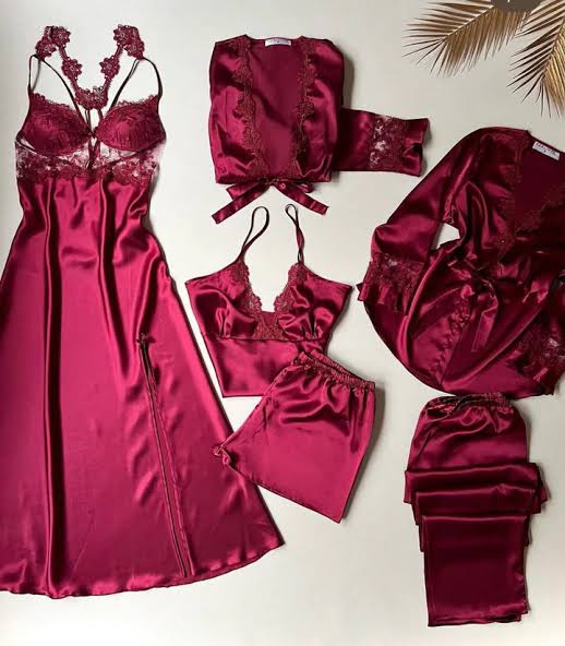 Royal Bloom Satin & Lace Nightwear Set