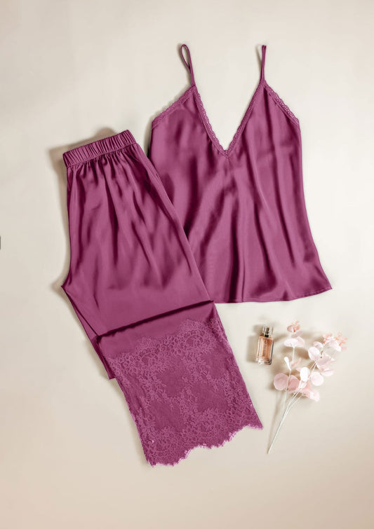 Chic Lace-Trimmed Short Nightwear Set