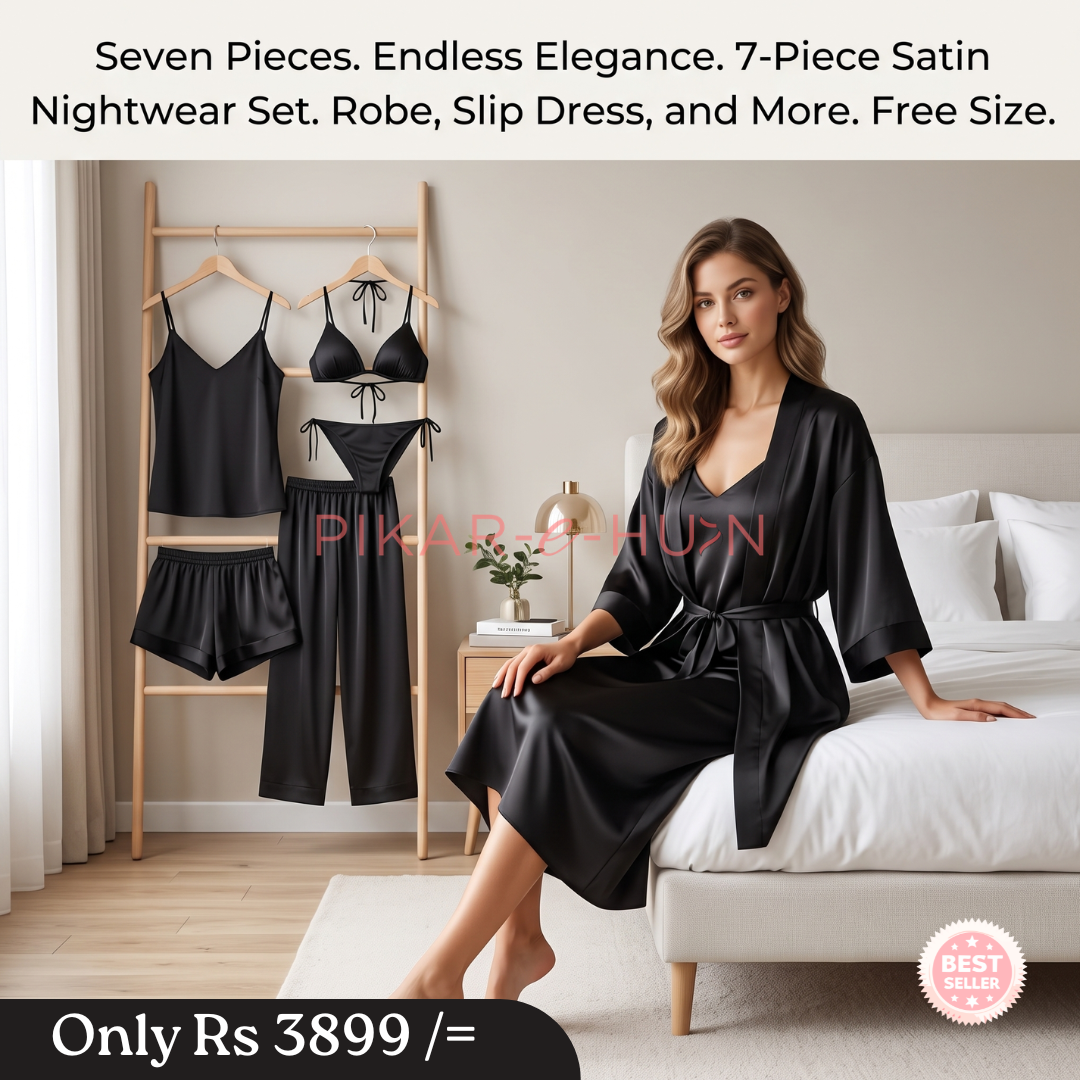 7 PIECE LUXURY SILK NIGHTWEAR SET