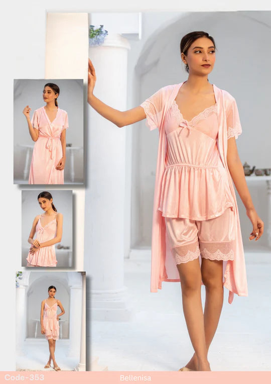 Beautiful 3-Piece Bridal Nighty Set
