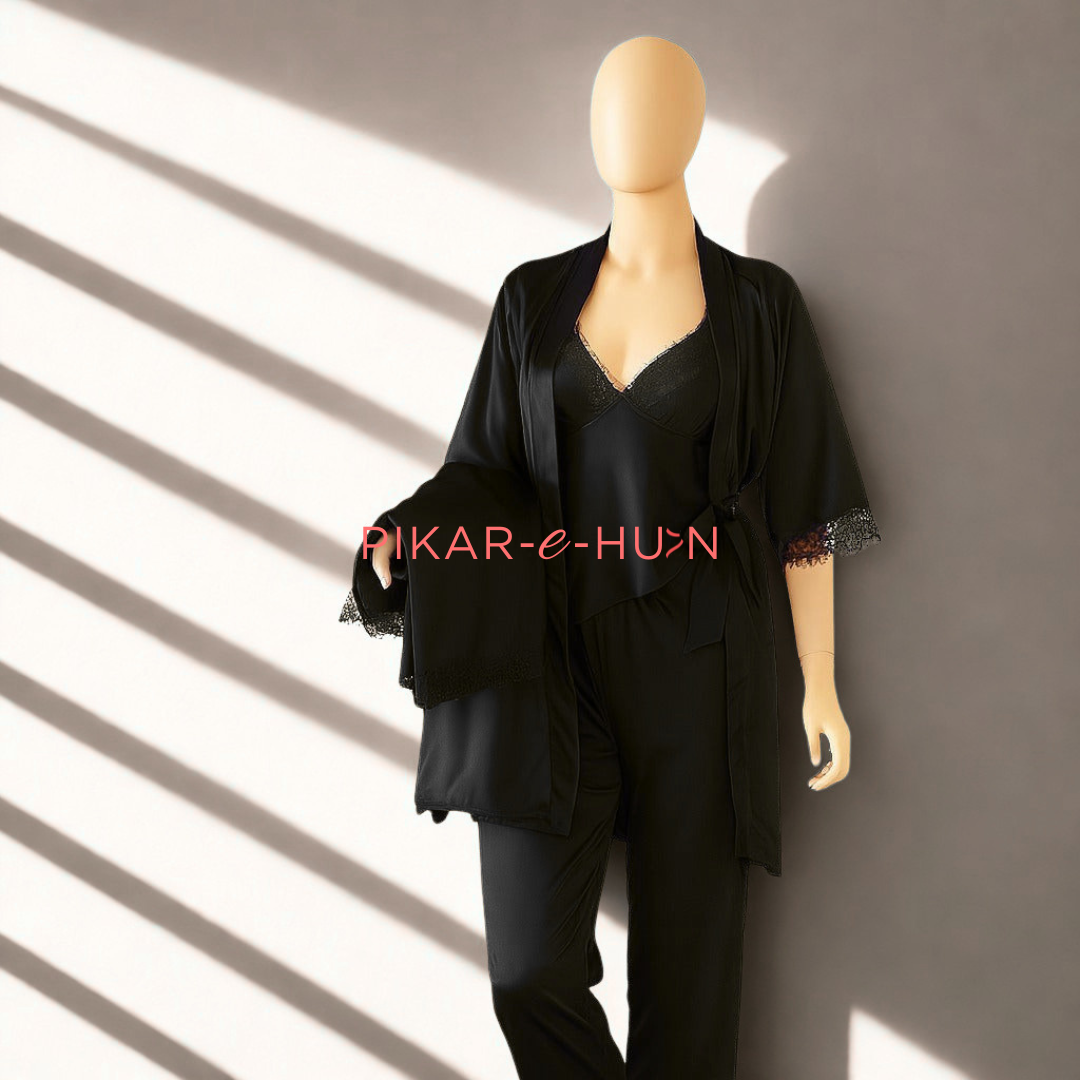 Lace-Trimmed 5 Piece Nightwear Set