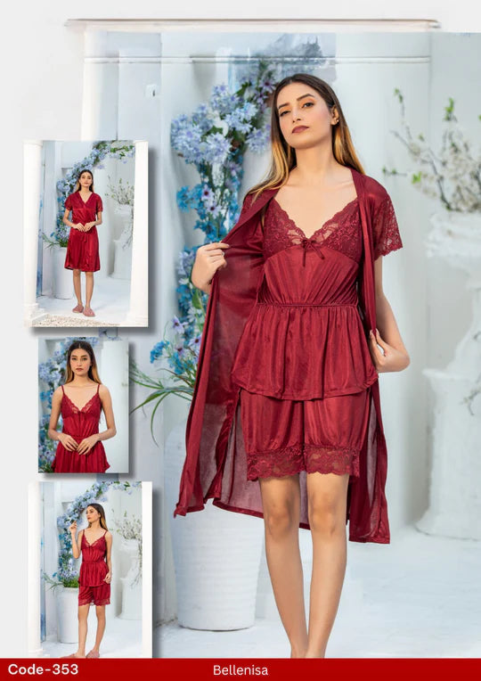 Beautiful 3-Piece Bridal Nighty Set