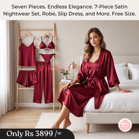 7 PIECE LUXURY SILK NIGHTWEAR SET