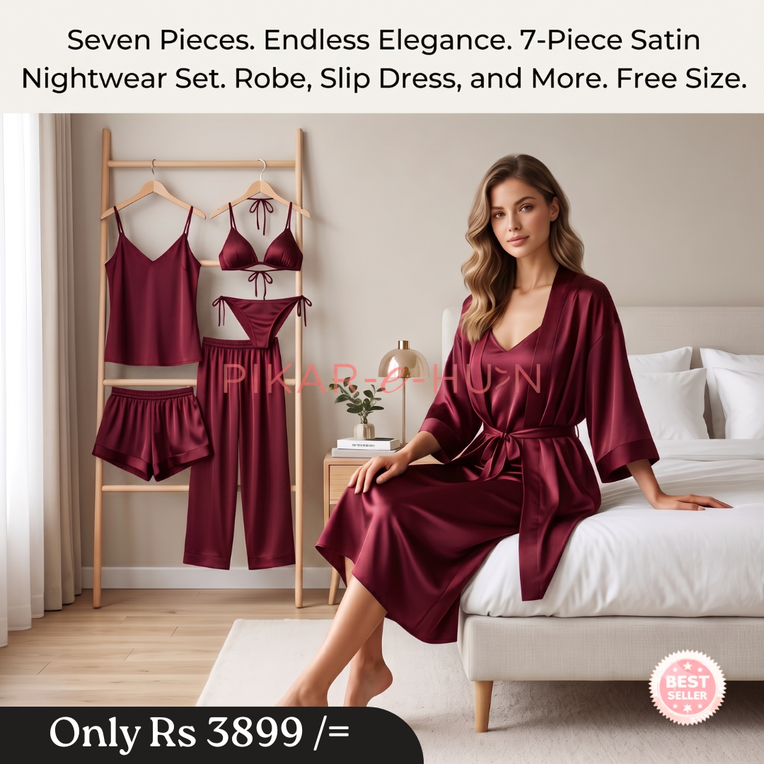 7 PIECE LUXURY SILK NIGHTWEAR SET