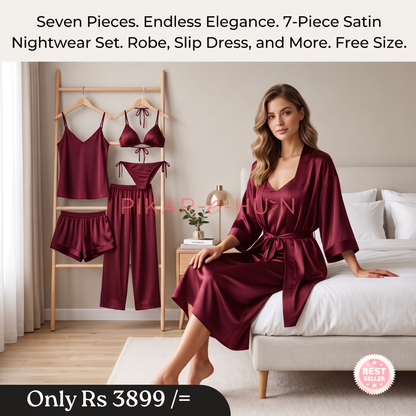 7 PIECE LUXURY SILK NIGHTWEAR SET