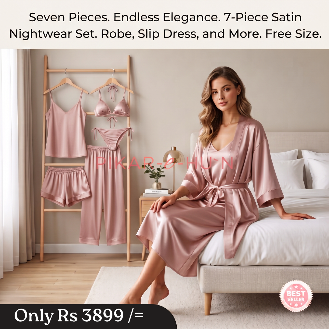7 PIECE LUXURY SILK NIGHTWEAR SET