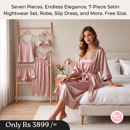 7 PIECE LUXURY SILK NIGHTWEAR SET