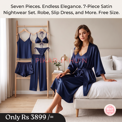 7 PIECE LUXURY SILK NIGHTWEAR SET