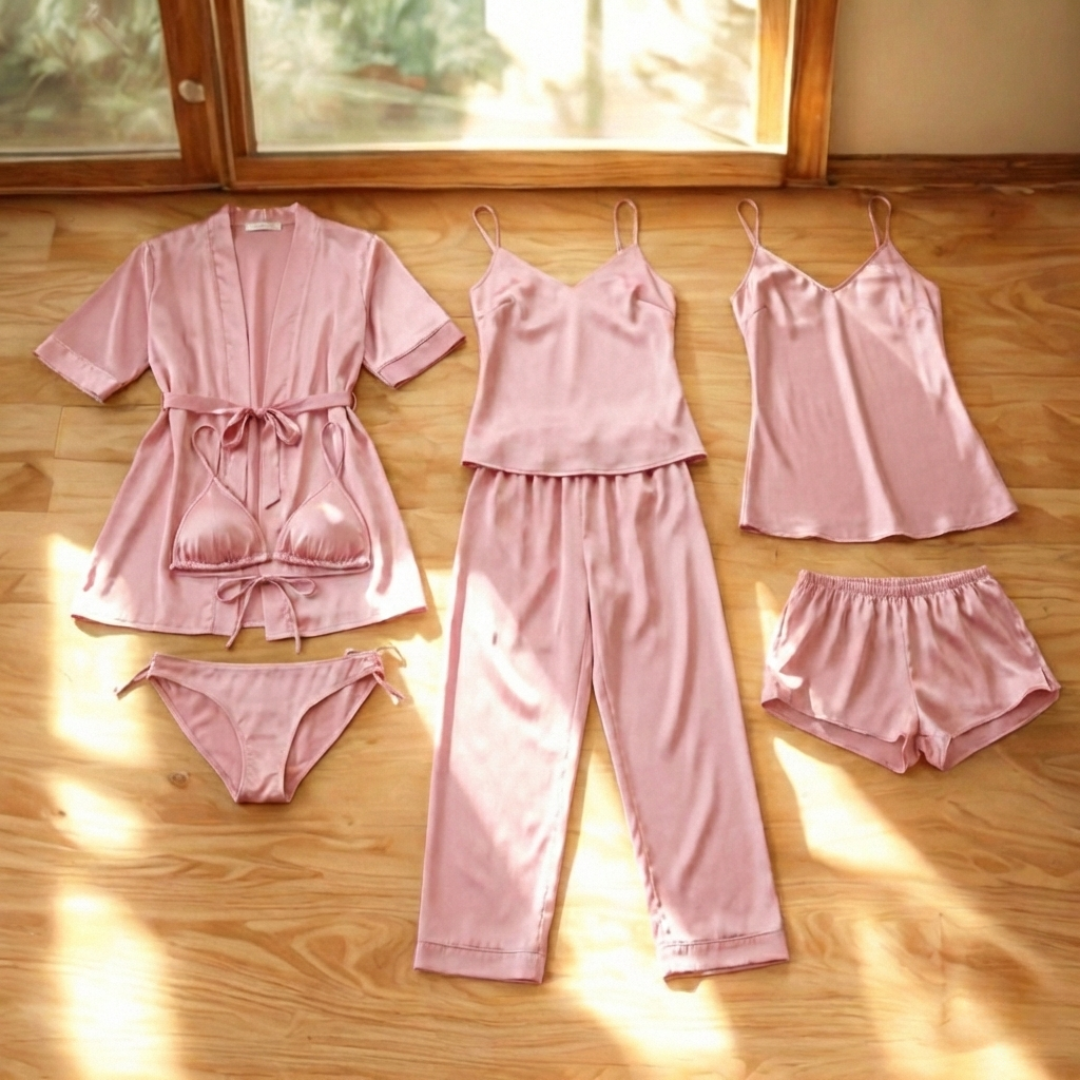 Luxury 7-Piece Silk Nightwear Set