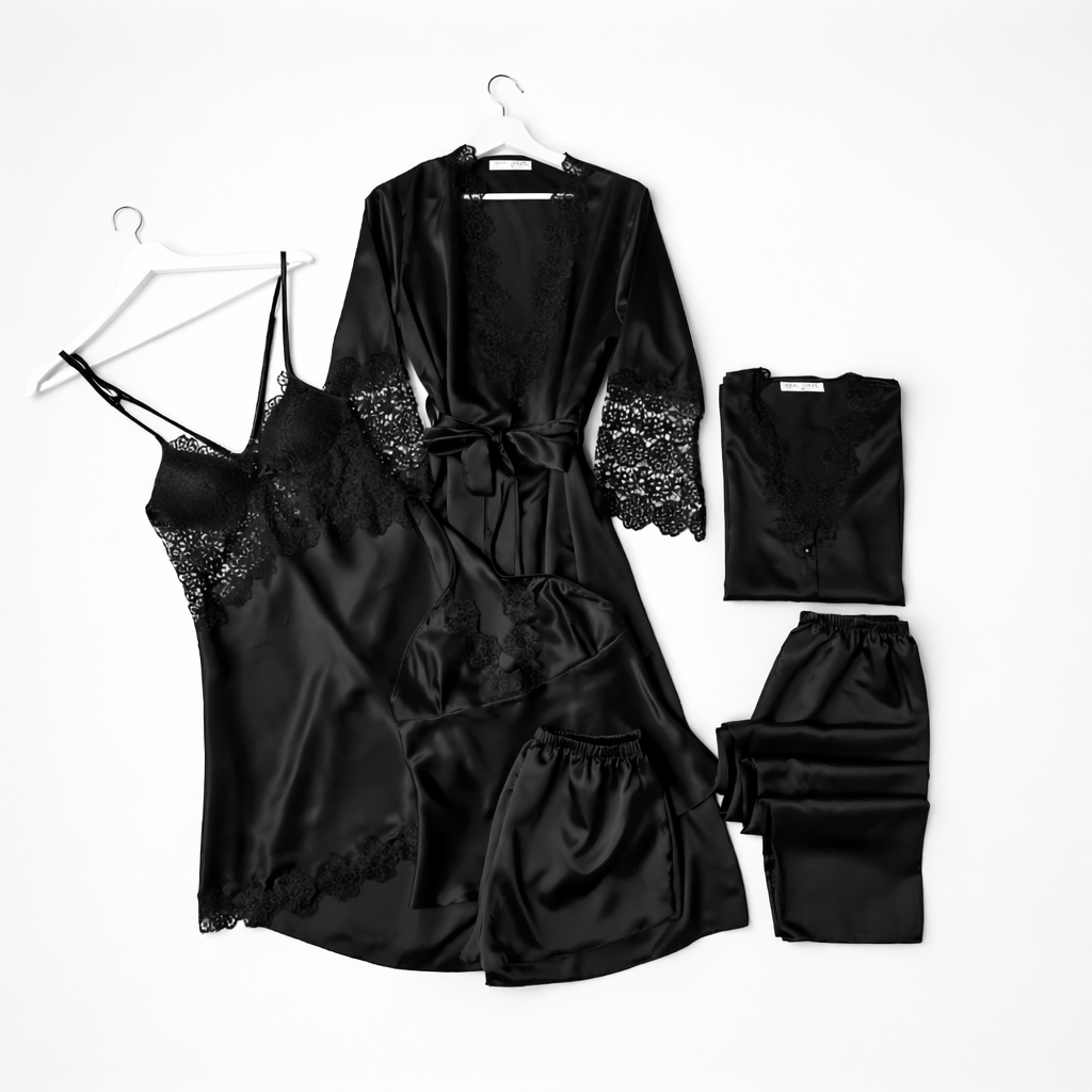 6 Piece Luxury Silk Nightwear Set