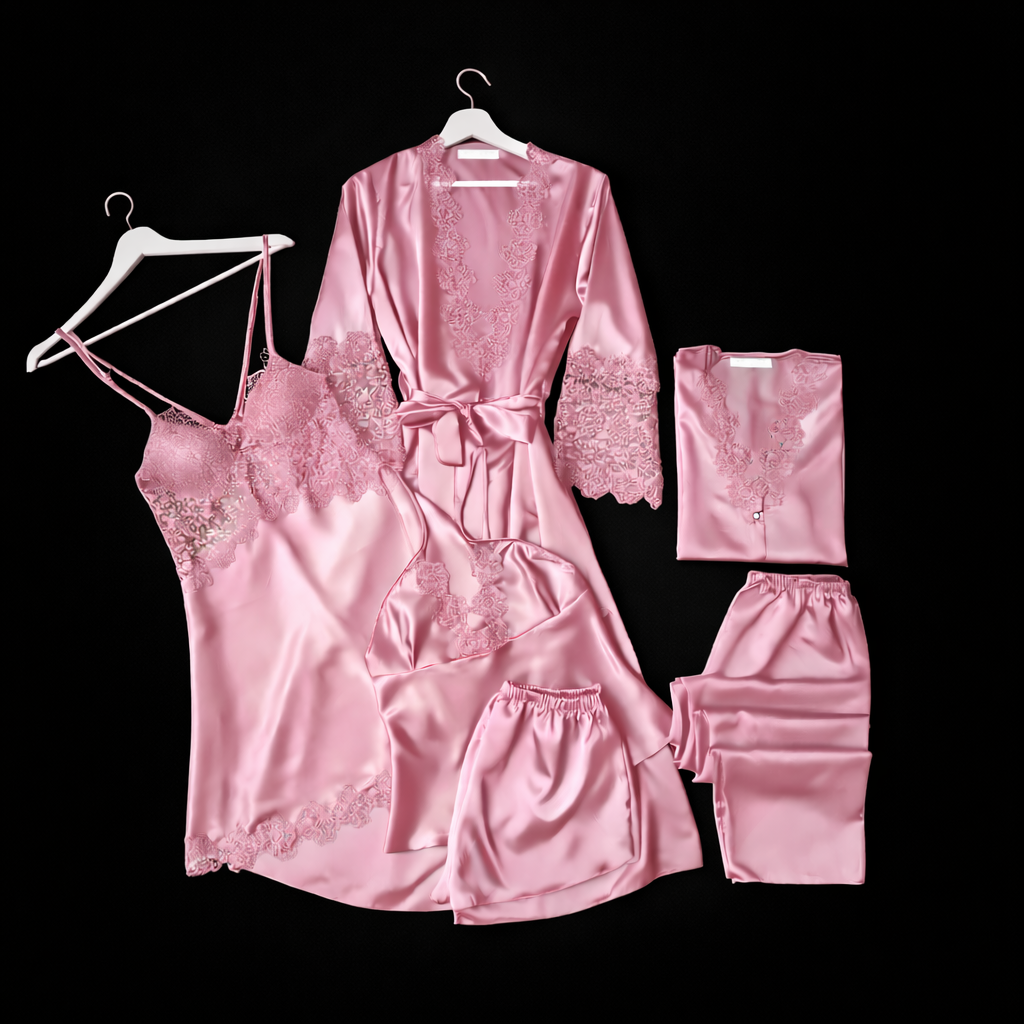 6 Piece Luxury Silk Nightwear Set