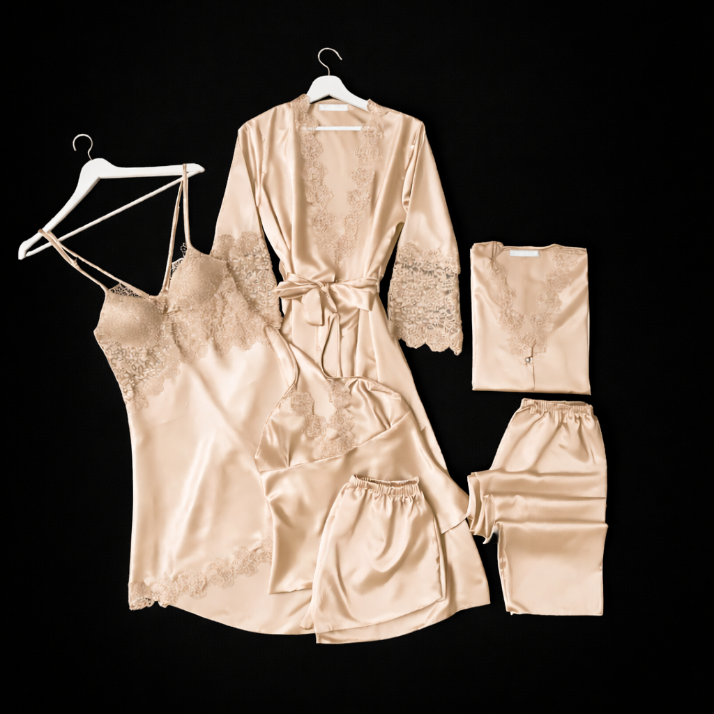 6 Piece Luxury Silk Nightwear Set