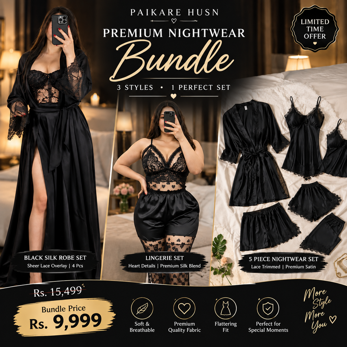 Bridal Nightwear Luxury Bundle – 3 Styles Collection