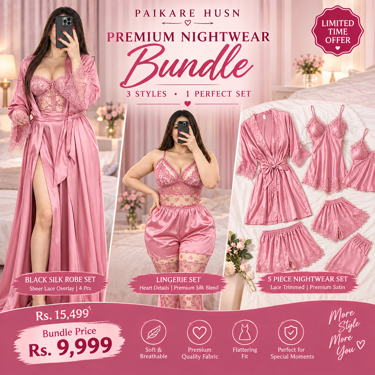 Bridal Nightwear Luxury Bundle – 3 Styles Collection