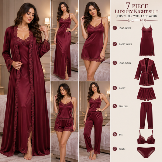 Original Silk Luxury 7-Piece Silk Nightwear Set