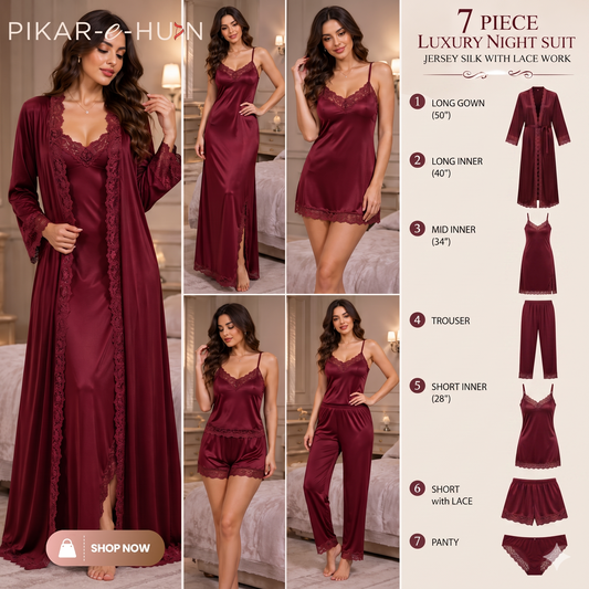 Original Silk Luxury 7-Piece Silk Nightwear Set