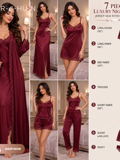 Original Silk Luxury 7-Piece Silk Nightwear Set