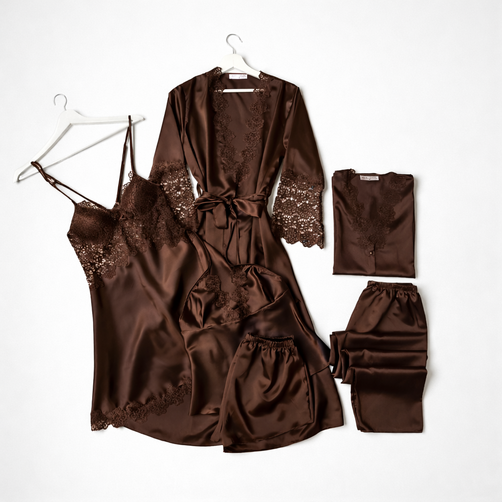 6 Piece Luxury Silk Nightwear Set