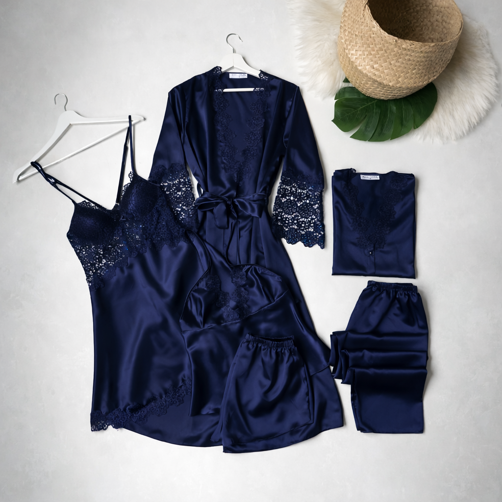 6 Piece Luxury Silk Nightwear Set