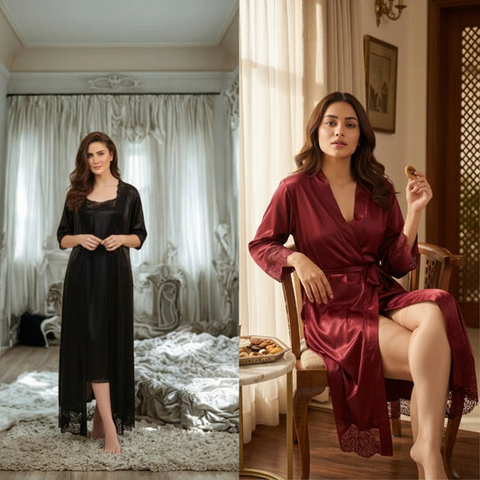 6-Piece Silk Nightwear + 2-Piece Long Inner & Gown
