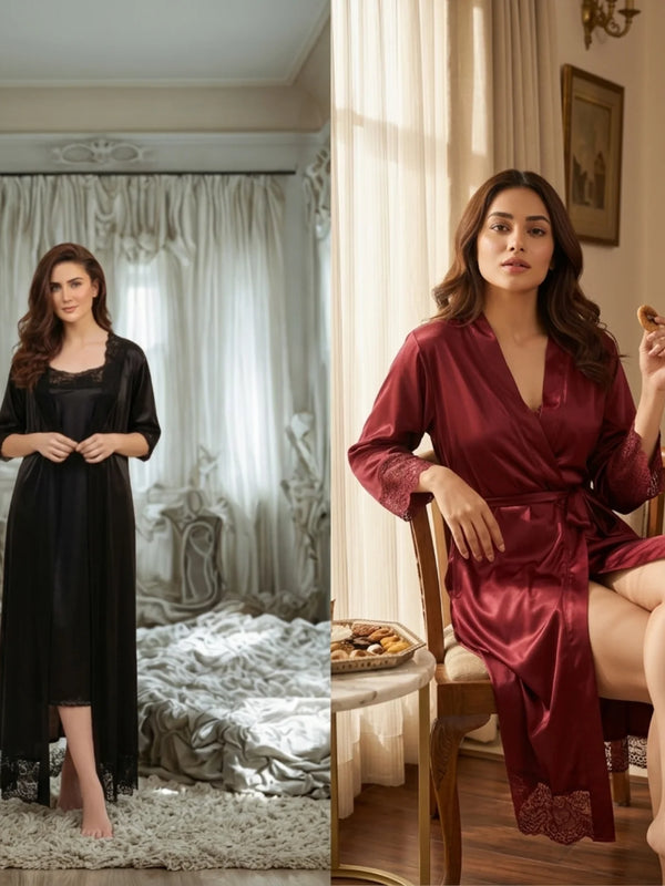 6-Piece Silk Nightwear + 2-Piece Long Inner & Gown