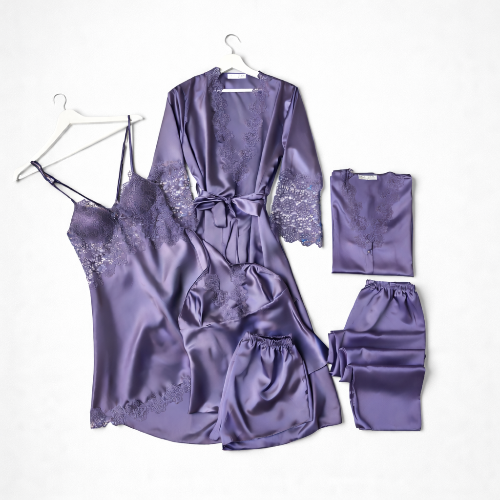 6 Piece Luxury Silk Nightwear Set