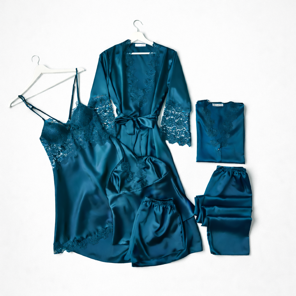 6 Piece Luxury Silk Nightwear Set