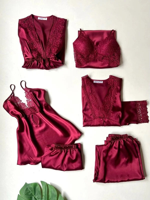 6-Piece Silk Nightwear + 2-Piece Long Inner & Gown
