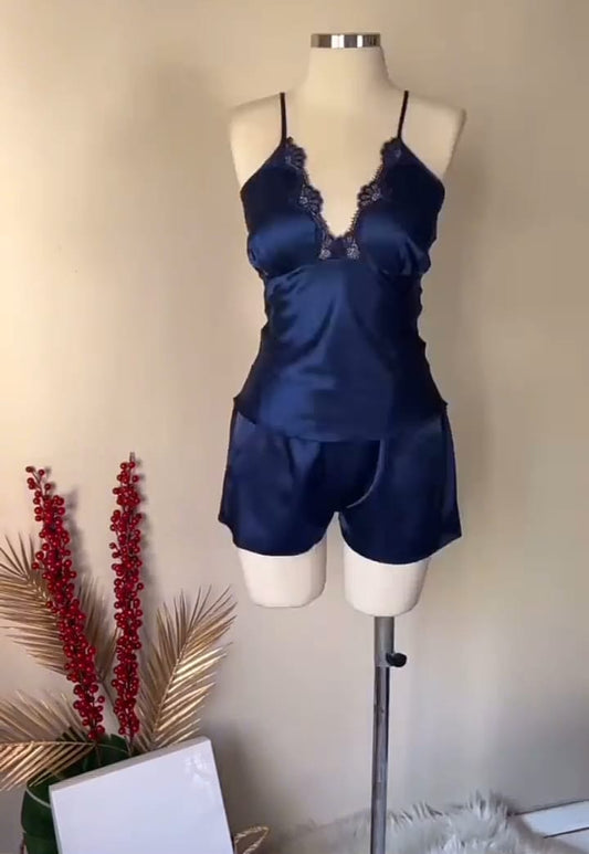 Royal Bloom Satin & Lace Nightwear Set